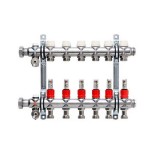 DISTRIBUITOR-COLECTOR 6 CIRCUITE 1 INOX KERMI CU DEBITMETRE 3 4 EUROCON