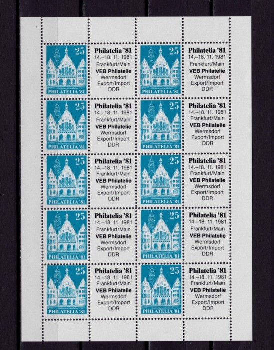 ✅(V 18) Germania &#039;81,bloc/viniete oficiale Expo.Fila. Frankfurt,Aliati 1948,MNH