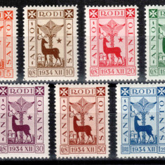 Italia Rhodos 1935, Mi #166-172**, Anul Sfant 1934, fauna, animale, MNH! RARA!!!
