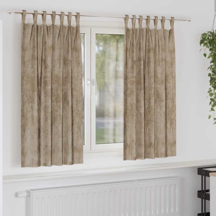 vidaXL Draperie cu perdele 2 pcs Șampanie 175 x 140 cm Catifea 4107744