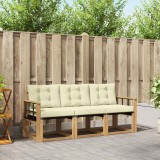 vidaXL Set canapele exterior 3 piese lemn acacia alb crem perne terasa