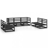 vidaXL Set mobilier de grădină, 7 piese, negru, lemn masiv de pin