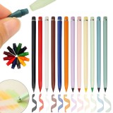 Set 12 Creioane Fără Ascuțire Salestore.ro&reg; &ndash; HB, Radieră, Plastic Ecologic, Durabile, 17cm, Multicolor