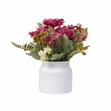 Aranjament floral, in ghiveci din ceramica, H 20, model crizantema, culoare roz / ZTS 8056