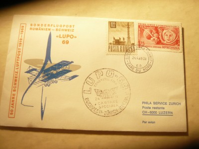 Plic special Aviatie Romania 1969 Colaborare Romania Elvetia 50 Ani LUPO69 FISA foto