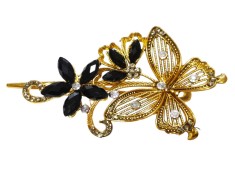 Clama de par in forma de Fluture, Vintage, 13 cm, Negru, 76BJ