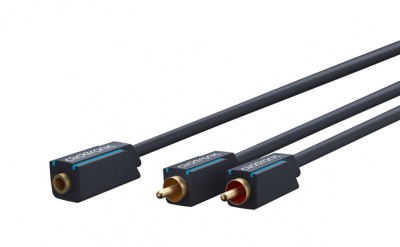Cablu adaptor Profesional Jack 3.5 mm mama - 2x RCA tata OFC cupru 10cm dublu ecranat aurit Clicktronic 70493 foto
