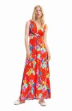 Desigual rochie culoarea rosu, maxi, evazată