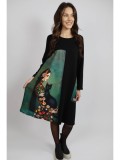ROCHIE MIDI CU MANECA LUNGA SI BUZUNAR APLICAT CAT MELEK TALIE UNICA Multicolora