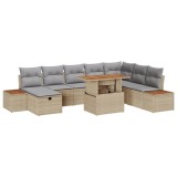vidaXL Set de canapele pentru grădină cu pernă 9 pcs Bej Rattan poli 3360090