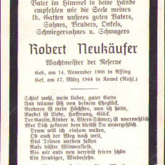 HST A58 Necrolog deathcard militar german 1944 Wachtmeister der Reserve Rusia