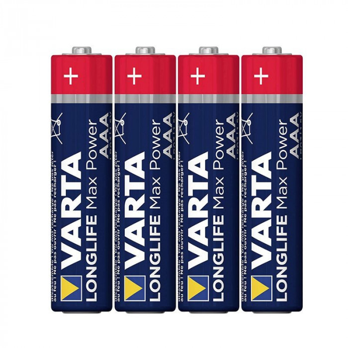 Set baterii alcaline LR03 Max Power Varta, 4 bucati