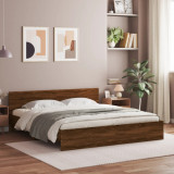 Cadru de pat cu tablie, stejar maro, 200x200 cm GartenMobel Dekor, vidaXL