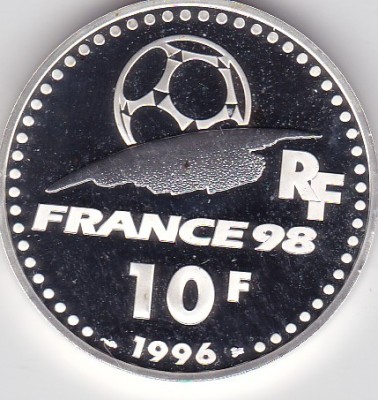 Franta 10 Francs franci 1996 World Cup Comemorativa foto