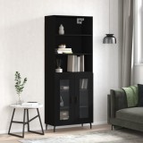 vidaXL Dulap &icirc;nalt, negru, 69,5x34x180 cm, lemn compozit