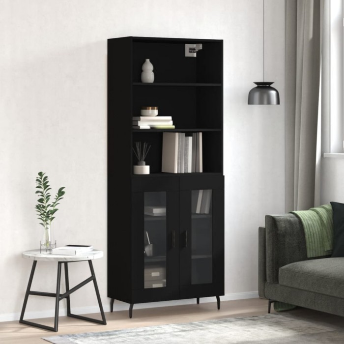 vidaXL Dulap &icirc;nalt, negru, 69,5x34x180 cm, lemn compozit