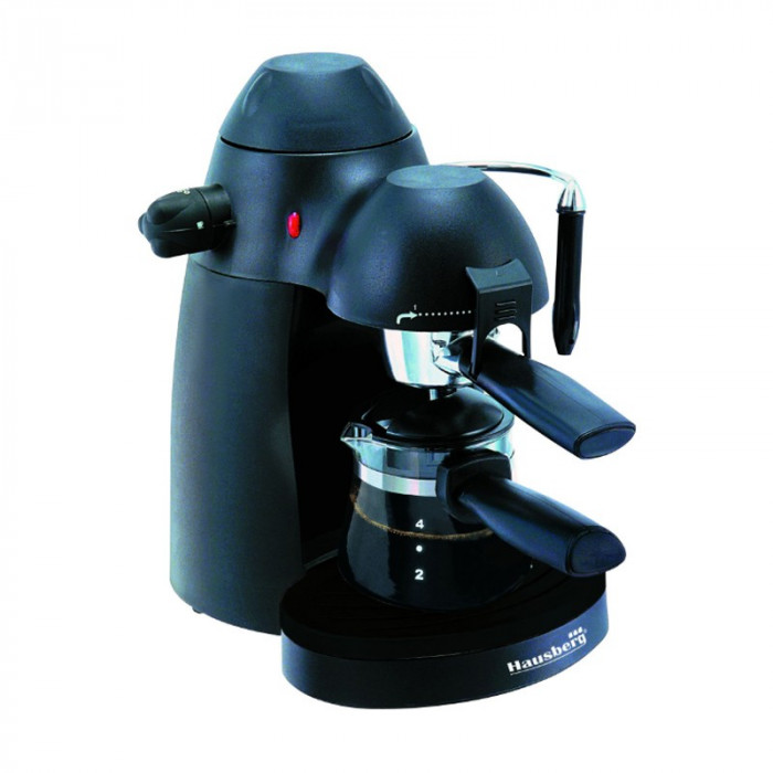 Espressor cafea Hausberg, 650 W, 3.5 Bar, 4 cesti, 2 functii