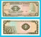 Nicaragua (p#121) 2 Cordobas 1972 UNC 'Bumbac' serie: 39500251; (ROG CITITI DETALIILE!)