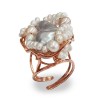 Inel reglabil dama, Trinity, perla baroc alba &amp; perle cultura multicolore, argint 925 placat aur roz, 2-20mm, cutie cadou