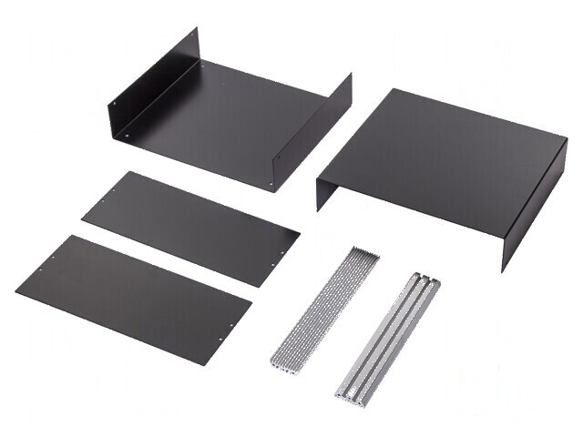 Carcasă aluminiu neagră - dimensiuni 300mm x 261mm x 134mm