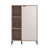 Dulap living Vandea, stejar gri + folie mata casmir, cu rafturi si usa, 86.6 x 40 x 131 cm, 2C
