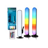 Set 2 lampi ambientale LED RGB cu telecomanda, 16 culori, 24.8x4.1x3.5cm, Lean 27687