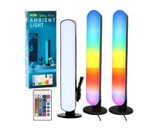 Set 2 lampi ambientale LED RGB cu telecomanda, 16 culori, 24.8x4.1x3.5cm, Lean 27687