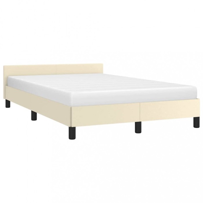 Cadru de pat fără saltea cremă 120x190 cm piele artificială