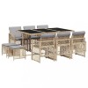 Set mobilier de gradina cu perne, 11 piese, bej, poliratan