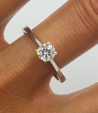 Superb inel din aur alb 18 k si diamant natural 0,41 ct - model solitaire/logodna- stare noua, 46 - 56, 18k