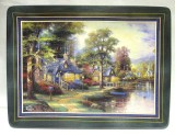 FARFURIE DECORATIVA TABLOU PORTELAN DECOR THOMAS KINKADE BRADEX EDITIE LIMITATA HOMETOWN LAKE 21 CM