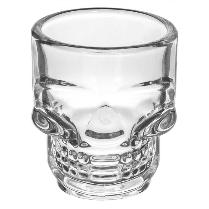 Pahar Shot Sticlă, Model Craniu, Capacitate 50ml, Transparent