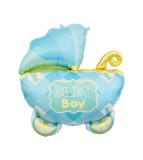 Balon Folie Model Carucior Bebelus Albastru 60 cm