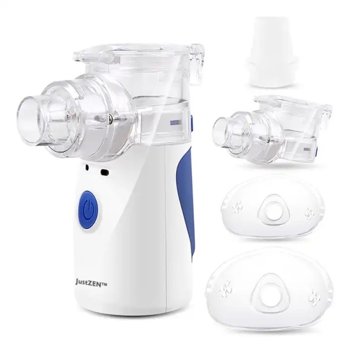 Aparat aerosoli JustZEN&reg; R9, nebulizator portabil, validat clinic, 0.2 ml/min, ultrasonic, doua metode de alimentare, tehnologie New Mesh, silentios