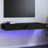 Comodă TV cu lumini LED, negru, 120x35x15,5 cm