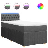 Cumpara ieftin Pat box spring cu saltea, gri inchis, 80x200 cm, textil