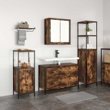 Set mobilier baie, 3 piese, stejar fumuriu, lemn prelucrat