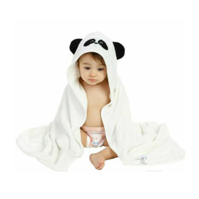 Prosop de baie pentru bebelusi cu gluga, absorbant, urs panda, 80 x 80 cm foto