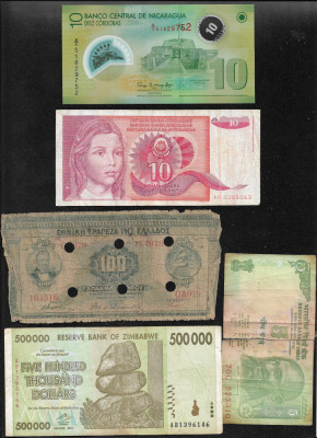 Set 5 bancnote de prin lume adunate (cele din imagini) #251 foto