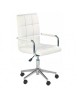 Scaun birou copii HM Gonzo 2, Ergonomic, Cadru metalic, Tapitat cu piele ecologica, Ajustabil pe inaltime, Cu brate, 90 Kg, Alb