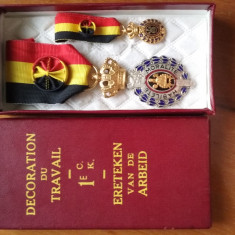 Belgia Medalia muncii Medalie MINIATURA cutie originala F. RARA