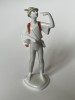 Figurina din portelan unguresc HOLLOHAZA Kezzel Festett 1834, baietel tinand o gasca, anii 1960, Statuete