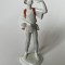 Figurina din portelan unguresc HOLLOHAZA Kezzel Festett 1834, baietel tinand o gasca, anii 1960