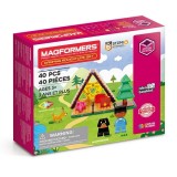 Set de constructie cu piese magnetice, MAGFORMERS 40 piese