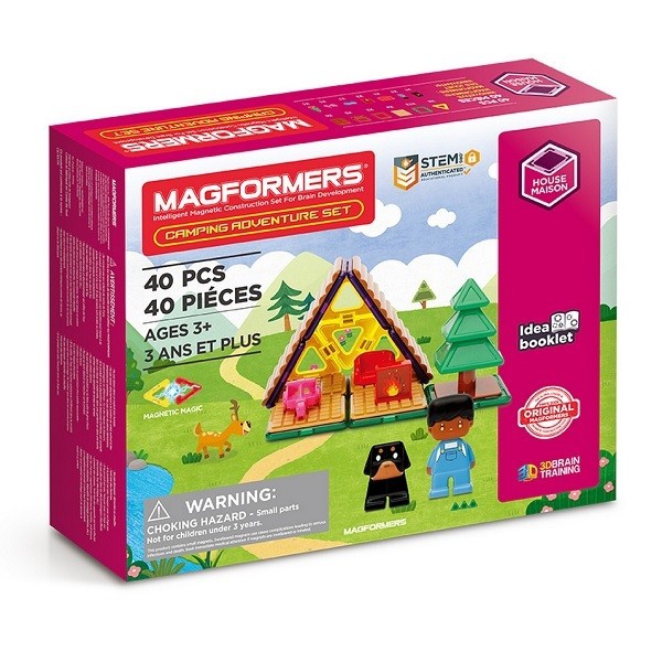 Set de constructie cu piese magnetice, MAGFORMERS 40 piese