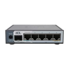 Router hEX, 5 porturi RJ45 Gigabit, 1 x SFP 2.5G, 1 x PoE Out, USB, PoE In - MikroTik E60iUGS