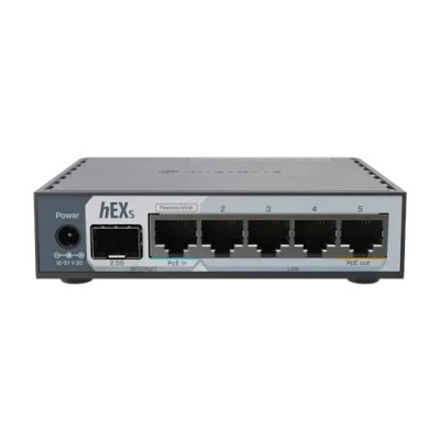 Router hEX, 5 porturi RJ45 Gigabit, 1 x SFP 2.5G, 1 x PoE Out, USB, PoE In - MikroTik E60iUGS foto
