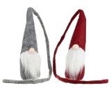 Set 2 Spiriduși Decorativi, Material Simțit, Culoare Gri și Roșu, 29 cm &Icirc;nălțime, Lungime Totală 93 cm