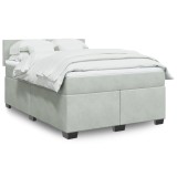 VidaXL Pat box spring cu saltea, gri deschis, 160x200 cm, catifea
