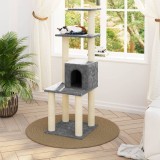 VidaXL Ansamblu pisici, st&acirc;lpi din funie sisal, gri deschis, 105 cm